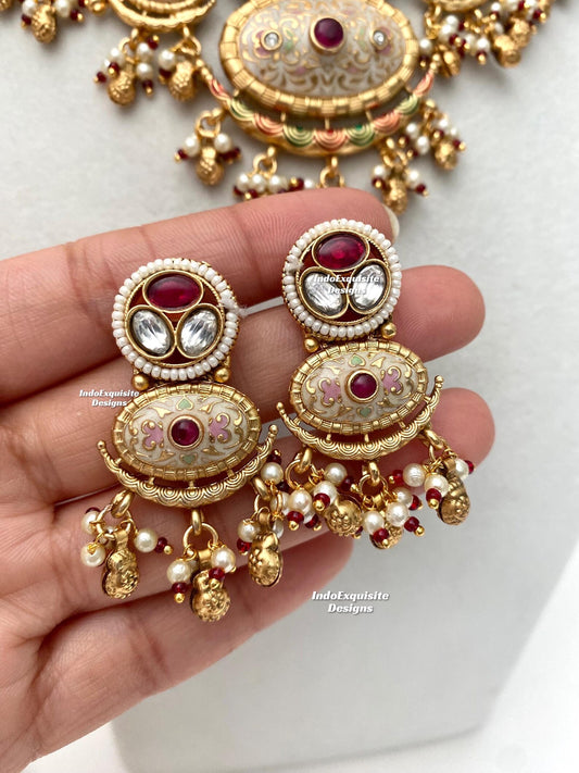 Premium quality Gold plated Meenakari necklace set