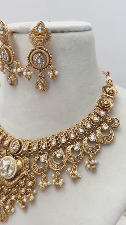 Premium quality Gold plated necklace set/Indian gold plated jewelry/Traditional Jewelry/Real Gold look Jewelry